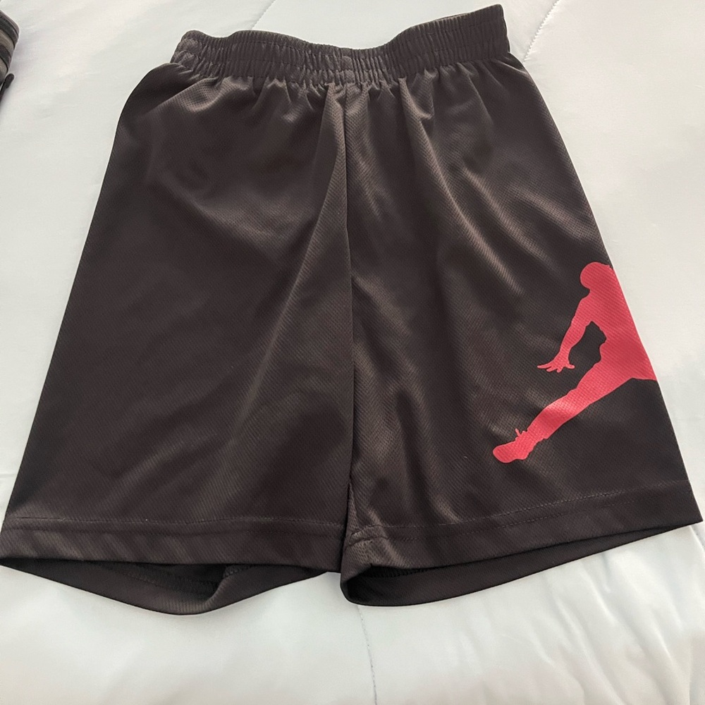 Jordan Black and Red Athletic Shorts with Jumpman Logo